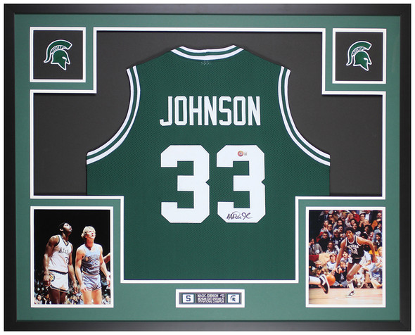 Magic Johnson Autographed and Framed Michigan State Spartans Jersey