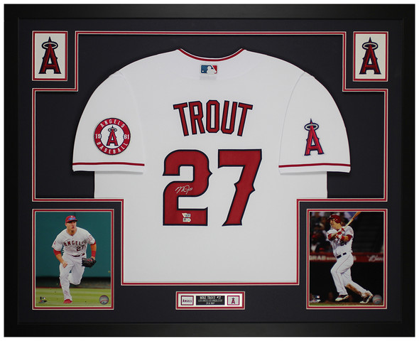 Mike Trout Autographed and Framed Red Angels Jersey