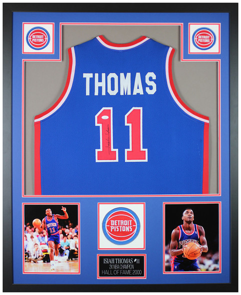 Isiah Thomas Autographed and Framed Detroit Pistons Jersey