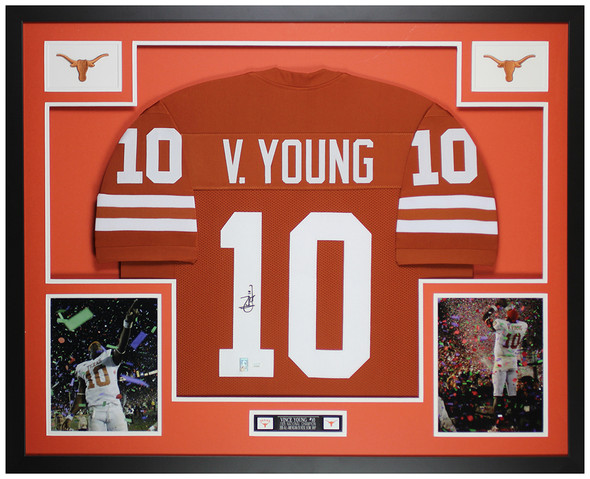 Vince Young Autographed and Framed Texas Longhorns Jersey