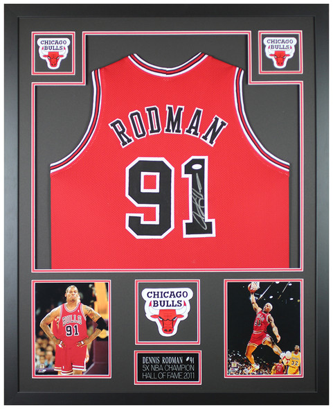 Michael Jordan Autographed Chicago Bulls Embroidered Hall of Fame Jersey LE  14/123 Framed