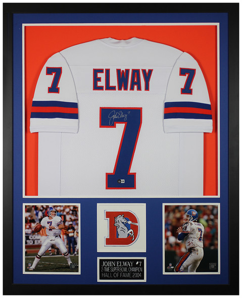 Framed John Elway Denver Broncos Autographed Mitchell & Ness Navy