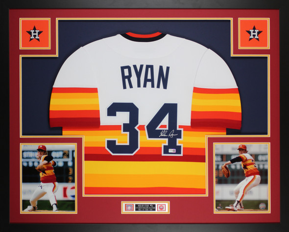 Nolan Ryan Autographed and Framed Rainbow Astros Jersey