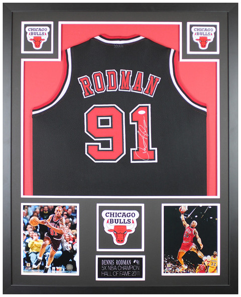 Framed Autographed/Signed Dennis Rodman 33x42 Chicago Black