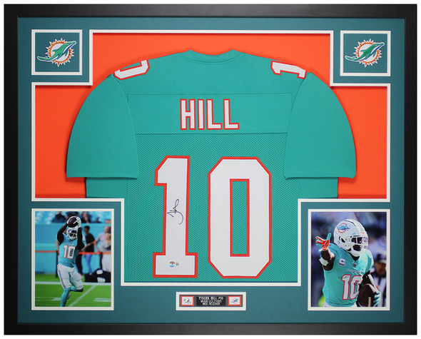 Tyreek Hill Autographed & Framed Teal Miami Jersey Auto Beckett COA