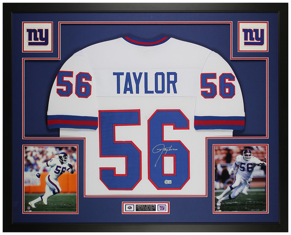 Lawrence Taylor Autographed & Framed White Giants Jersey Auto Beckett COA