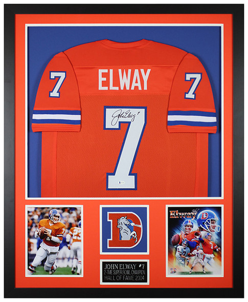 John Elway Autographed/Signed College Style Red Jersey Beckett BAS