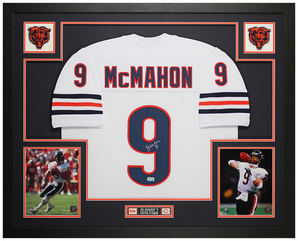 Jim McMahon Autographed and Framed White Chicago Jersey Auto Beckett COA