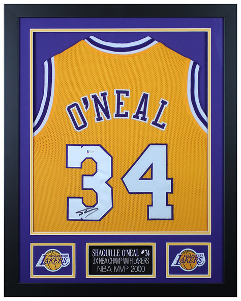 Los Angeles Lakers Shaquille Shaq O'Neal Autographed Framed Yellow