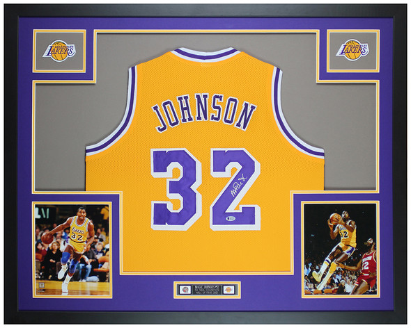 Magic Johnson Autographed & Framed Yellow Lakers Jersey Auto Beckett Cert Magic Johnson Autographed & Framed Yellow Lakers Jersey Auto Beckett Cert