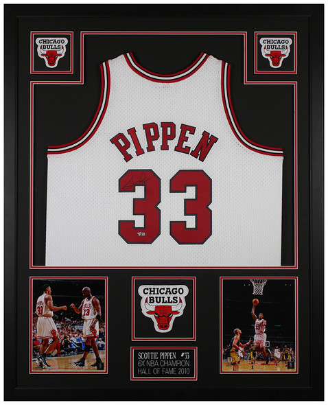 Scottie Pippen Autographed & Framed White Chicago Jersey Fanatics COA