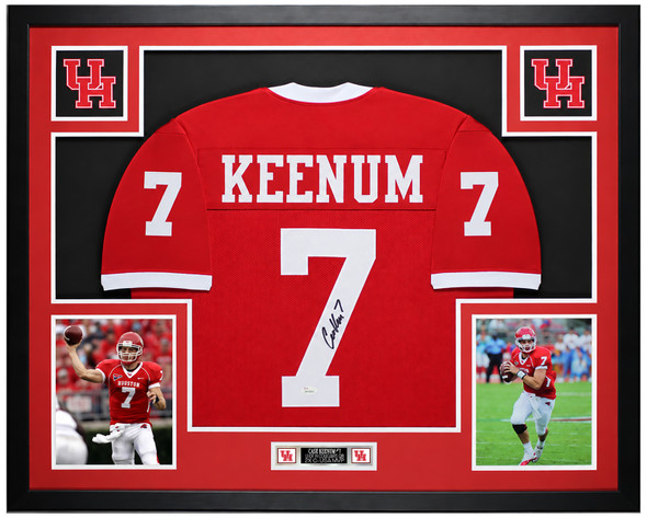 Case Keenum Autographed & Framed Red University of Houston Jersey Auto JSA COA