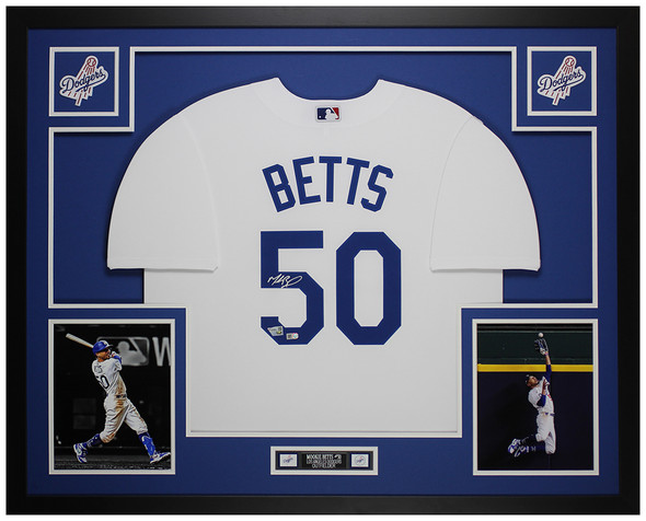 Mookie Betts Autographed and Framed White Los Angeles Jersey Fanatics COA