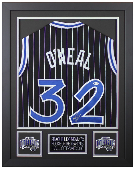 Shaquille O'Neal Autographed and Framed Black P/S Orlando Jersey Auto Beckett Cert