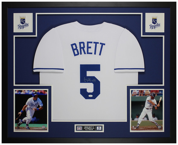 George Brett Autographed & Framed White Kansas City Jersey Auto JSA COA