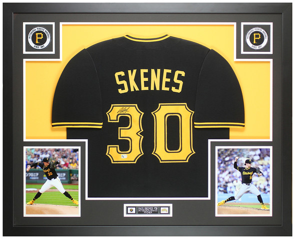 Paul Skenes Autographed & Framed Black Pittsburgh Jersey Auto Beckett COA