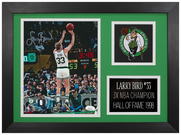 Larry Bird Autographed and Framed 8x10 Boston Photo Beckett COA