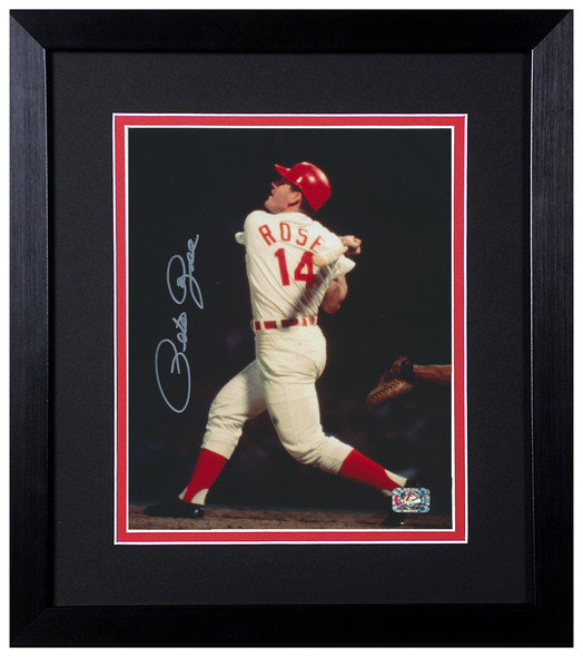 Pete Rose Autographed and Framed 8x10 Cincinnati Photo Rose Cert Pete Rose Autographed and Framed 8x10 Cincinnati Photo Rose Cert