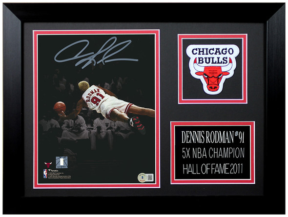 Dennis Rodman Autographed and Framed 8x10 Chicago Photo Beckett COA