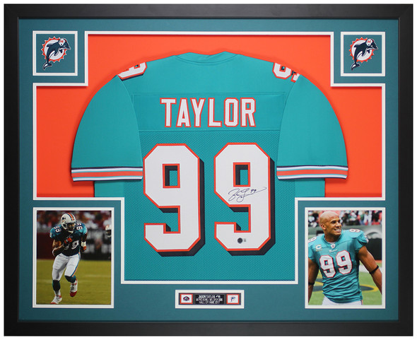 Jason Taylor Autographed & Framed Teal Miami Jersey Auto Beckett Certified