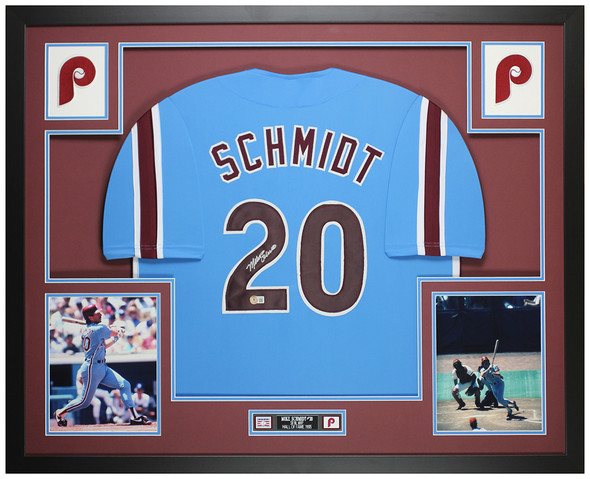 Mike Schmidt Autographed & Framed Blue Philadelphia Jersey Auto Beckett Certified