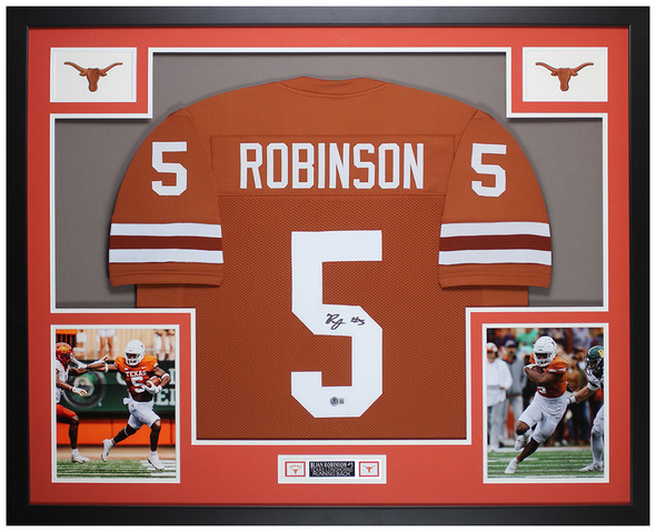 Bijan Robinson Autographed & Framed Orange Texas Jersey Auto Beckett Certified