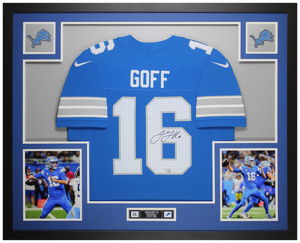 Jared Goff Autographed & Framed Blue Detroit Jersey Auto Fanatics Certified