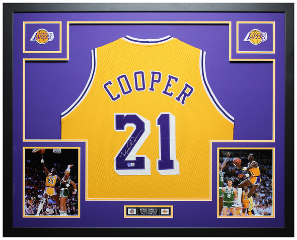 Michael Cooper Autographed & Framed Yellow Los Angeles Jersey Auto Beckett Certified