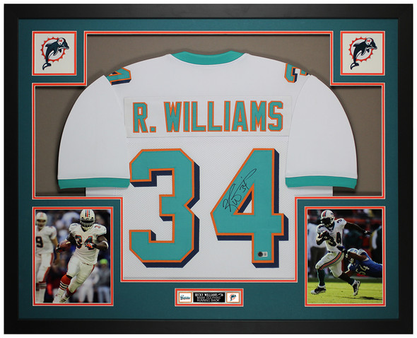 Ricky Williams Autographed & Framed White Miami Jersey Auto Beckett Certified