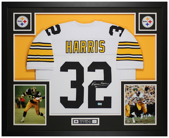 Franco Harris Autographed & Framed White Pittsburgh Jersey Auto Beckett Certified Franco Harris Autographed & Framed White Pittsburgh Jersey Auto Beckett Certified