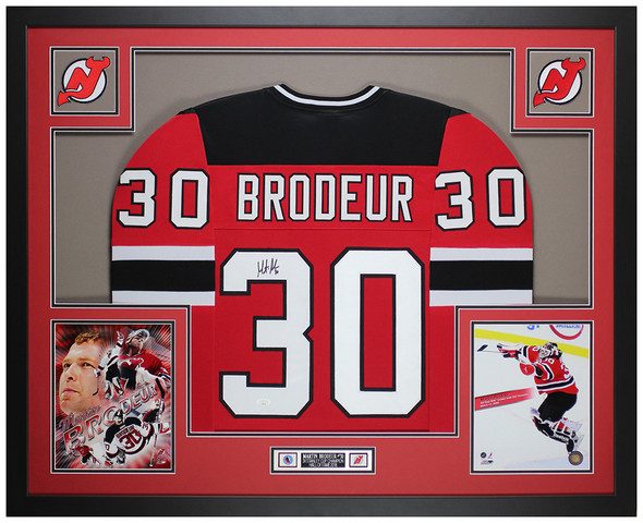 Martin Brodeur Autographed & Framed Red New Jersey Jersey Auto JSA Certified Martin Brodeur Autographed & Framed Red New Jersey Jersey Auto JSA Certified