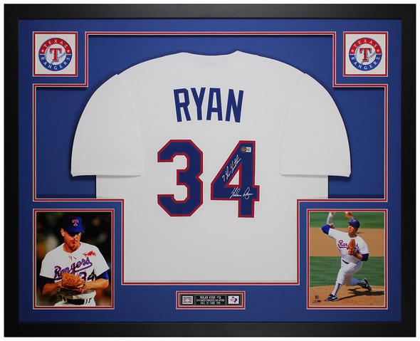 Nolan Ryan Autographed and Framed White Texas Jersey Auto Beckett Certified Nolan Ryan Autographed and Framed White Texas Jersey Auto Beckett Certified