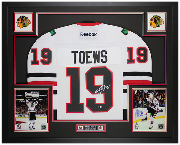 Jonathan Toews Autographed & Framed White Chicago Jersey Auto Beckett Certified