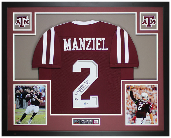 Johnny Manziel Autographed & Framed Maroon Texas A&M Jersey Auto Beckett Certified