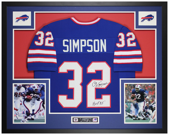 OJ Simpson Autographed & Framed Blue Buffalo Jersey Auto JSA Certified