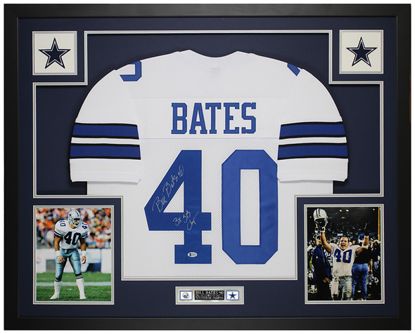 Bill Bates Autographed & Framed White Dallas Jersey Auto Beckett Certified
