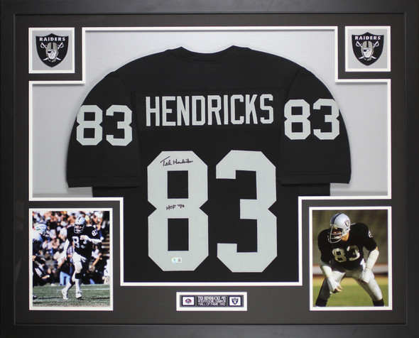 Ted Hendricks Autographed & Framed Black Oakland Jersey Auto Beckett Certified