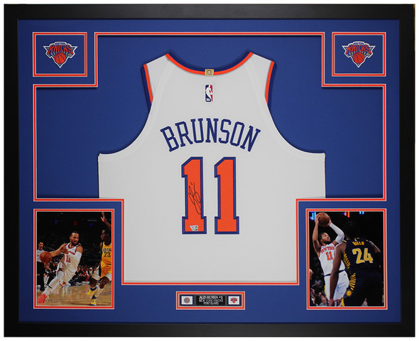 Jalen Brunson Autographed & Framed White New York Jersey Auto Fanatics Certified