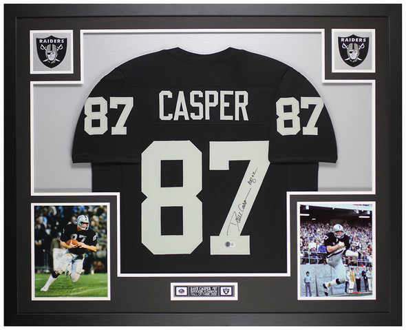 Dave Casper Autographed & Framed Black Oakland Jersey Auto Beckett Certified