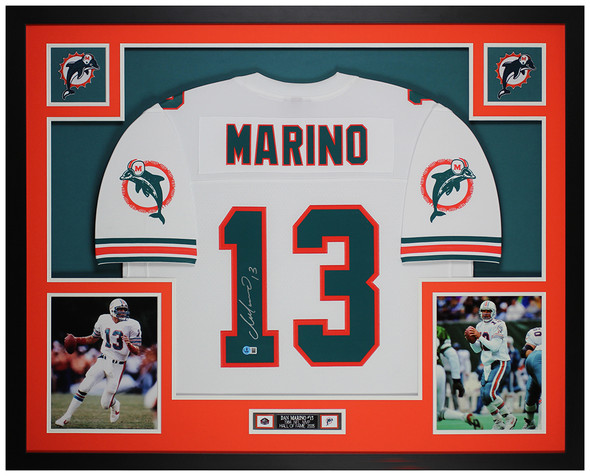 Dan Marino Autographed & Framed White Miami Jersey Auto Beckett Certified