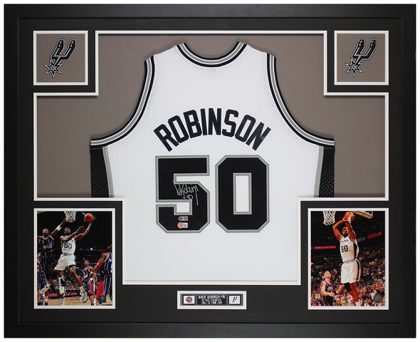 David Robinson Autographed & Framed White San Antonio Jersey Auto Beckett Certified