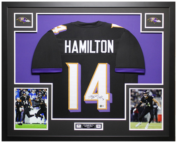 Kyle Hamilton Autographed & Framed Black Baltimore Jersey Auto Beckett Certified