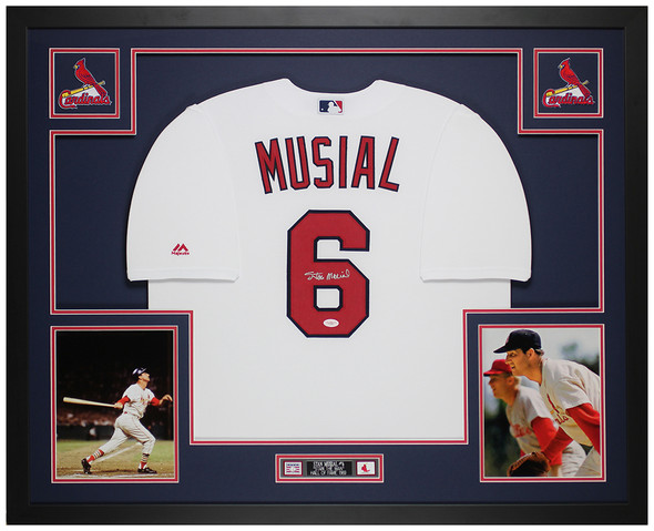 Stan Musial Autographed & Framed White St. Louis Jersey Auto JSA Certified