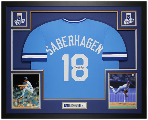 Bret Saberhagen Autographed & Framed Blue Kansas City Jersey Auto JSA Certified
