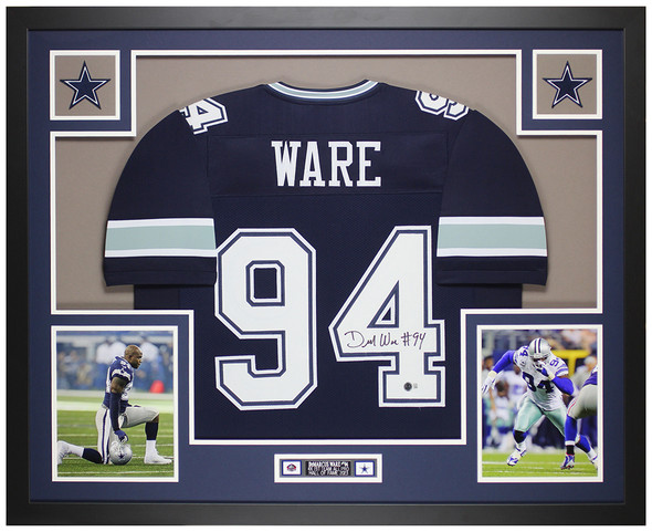DeMarcus Ware Autographed & Framed Blue Dallas Jersey Auto Beckett Certified