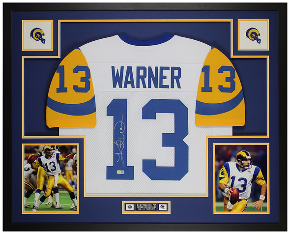 Kurt Warner Autographed & Framed White St. Louis Jersey Auto Beckett Certified