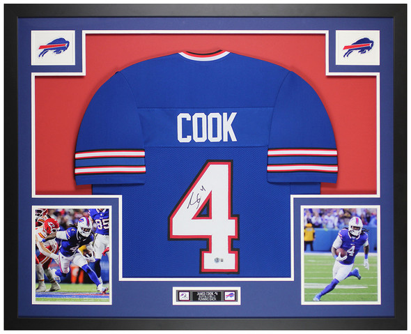 James Cook Autographed & Framed Blue Buffalo Jersey Auto Beckett Certified