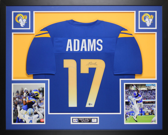 Davante Adams Autographed & Framed Blue Los Angeles Jersey Auto Beckett Certified