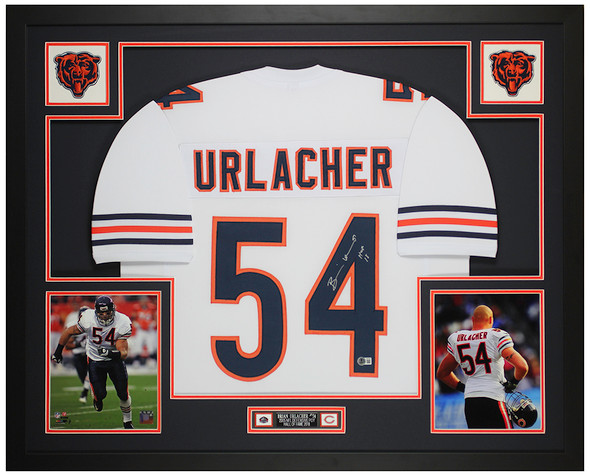 Brian Urlacher Autographed & Framed White Chicago Jersey Auto Beckett Certified