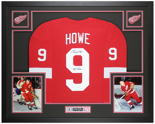 Gordie Howe Autographed & Framed Red Montreal Jersey Auto JSA Certified